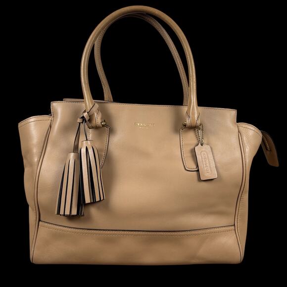 Coach Legacy Candace Carryall Shoulder Bag | Beige | Tassels Tote Satchel - Picture 1 of 15